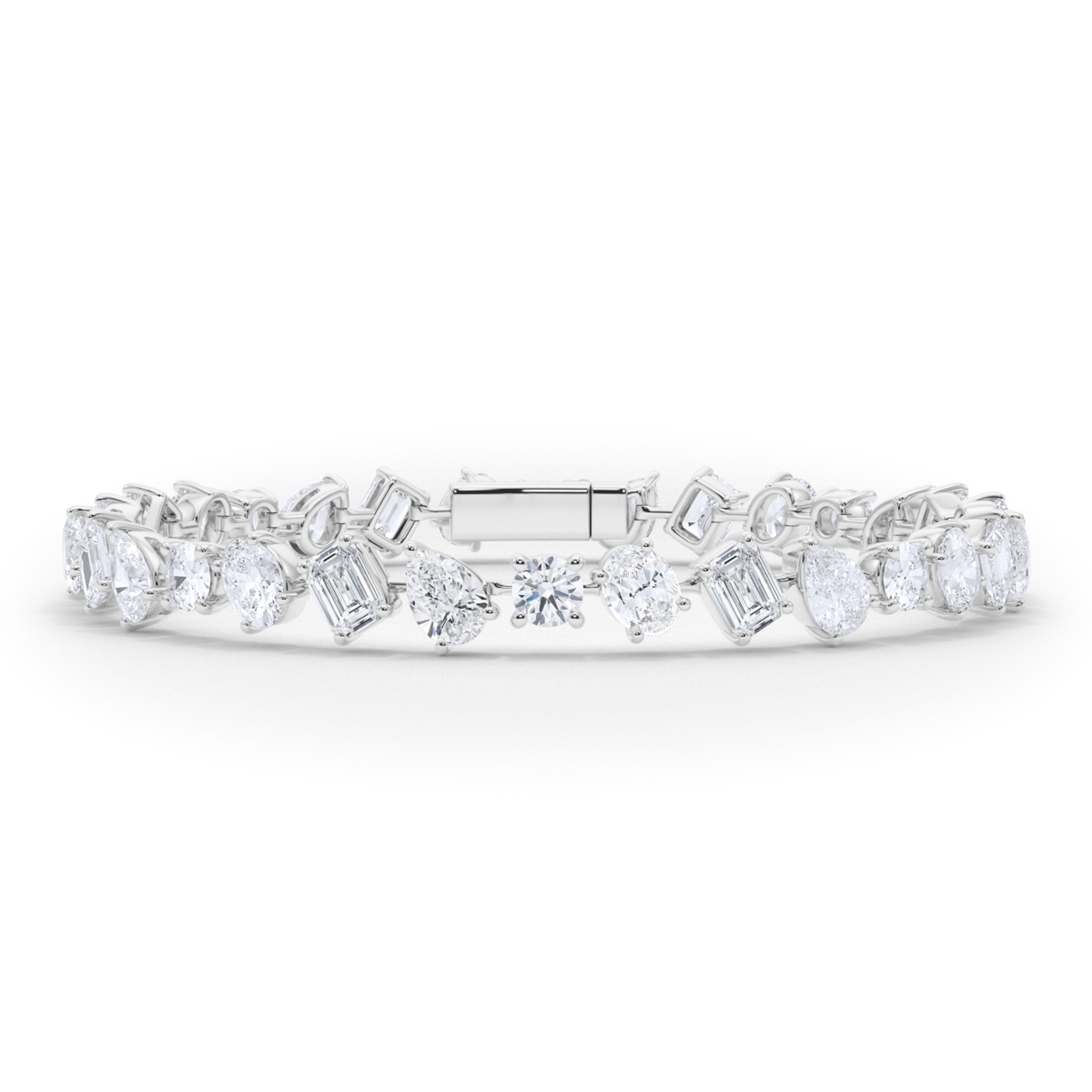 14K White Gold Various Fancy Shape Diamond Bangle Bracelet – Jewelers Touch